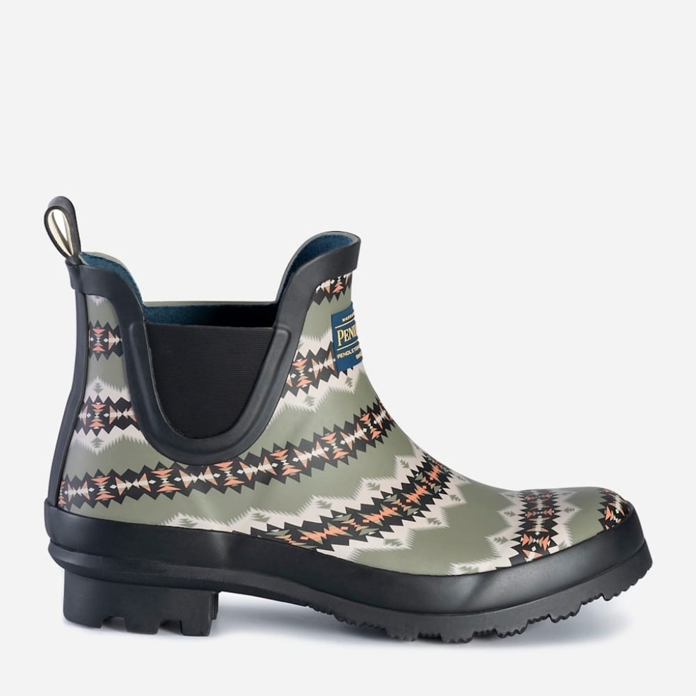 NWT Pendleton Sonora Chelsea Rain Boots Women 9 Green Aztec Southwest Waterproof